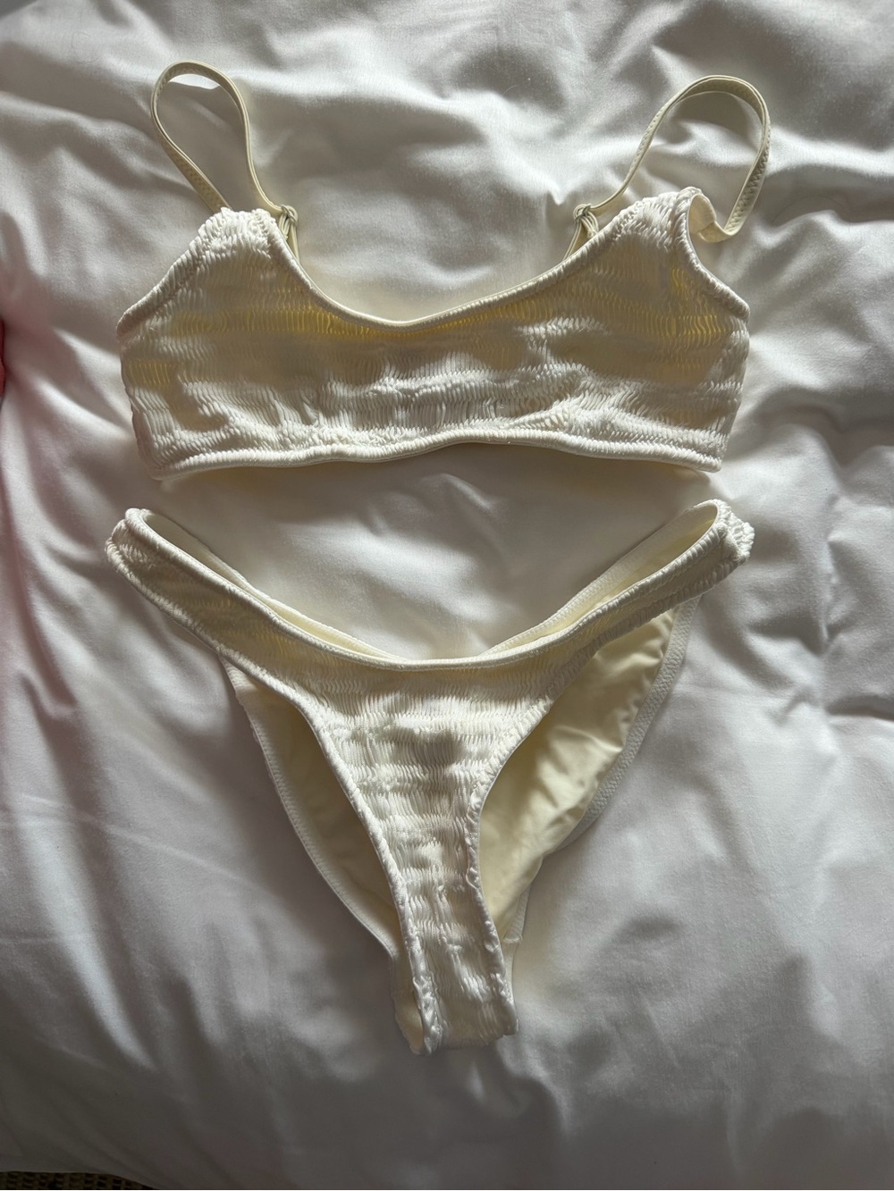 triangl swimwear Cream Ribbed Two-Piece Bikini Set
